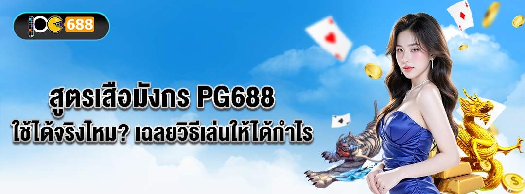 แบนเนอร์หัวเรื่อง “สูตรเสือมังกร PG688 ใช้ได้จริงไหม? เฉลยวิธีเล่นให้ได้กำไร” พร้อมดีลเลอร์ เสือ–มังกร ชิป และไพ่